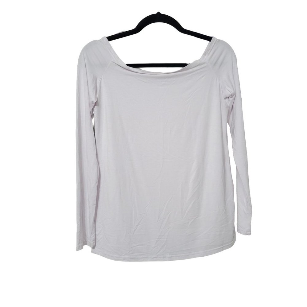 Sarin Mathews White Boat Neck Long Sleeve Top Women's Size M 1078